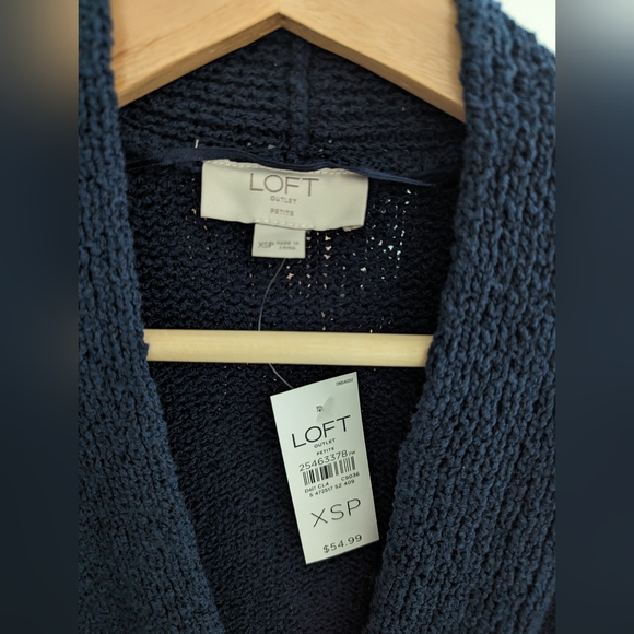 LOFT Dark Navy Blue Knit Yarn Blend Cardigan Sweater XSP BRAND NEW WITH TAGS - Picture 6 of 7